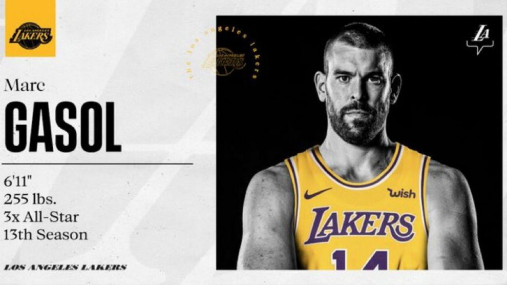 La ficha de presentación de Marc Gasol con los Lakers.