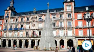 El árbol de Navidad adorna la Plaza Mayor, en Madrid. Foto: EP