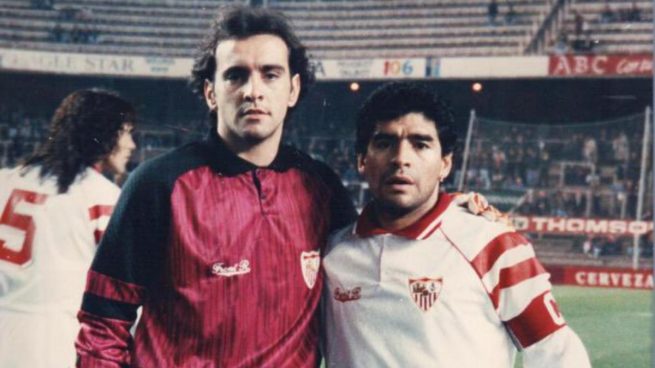 Monchi y Diego Armando Maradona