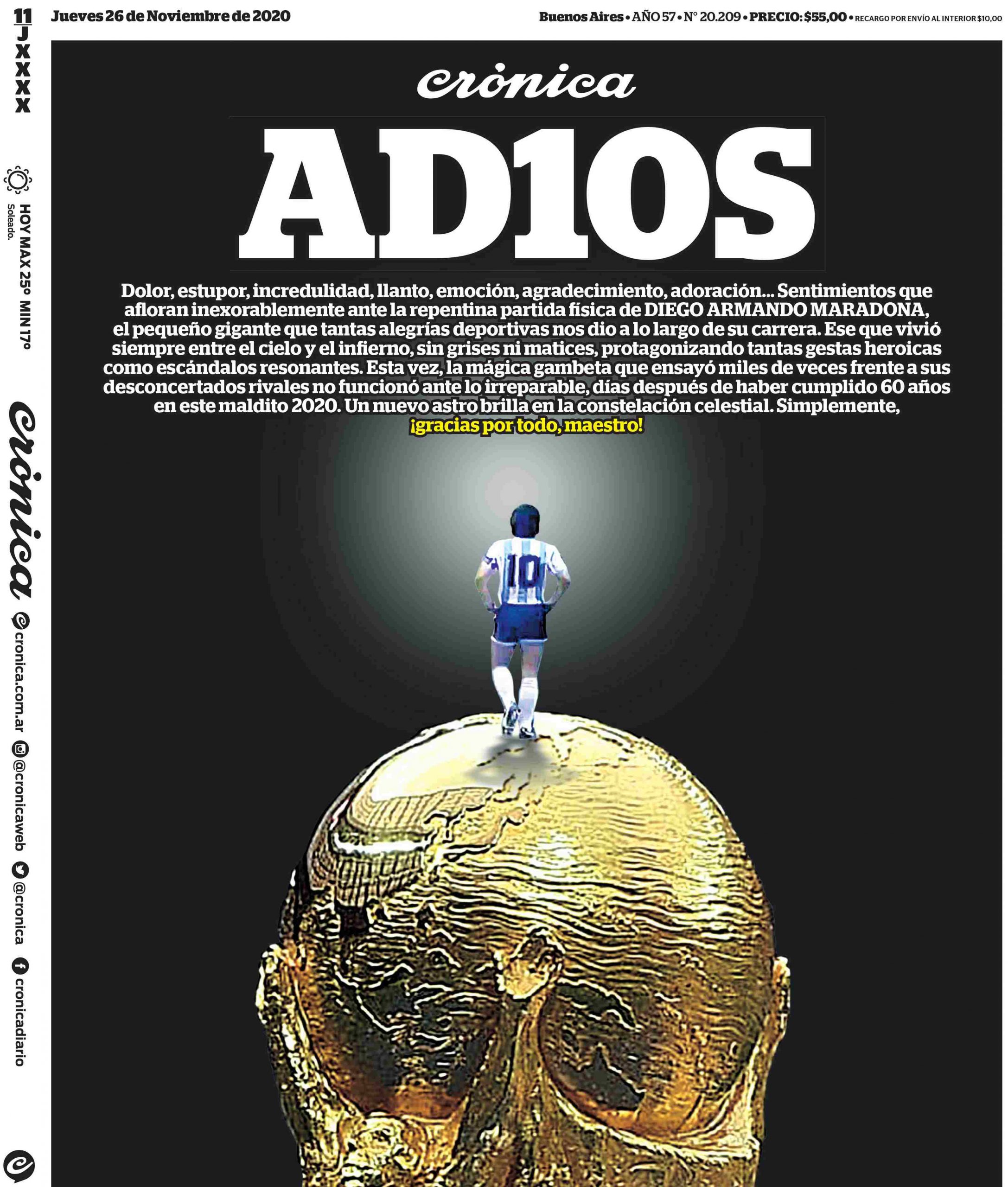 Maradona: Las portadas de todo el planeta homenajean a Diego Armando  Maradona... menos una de mal gusto