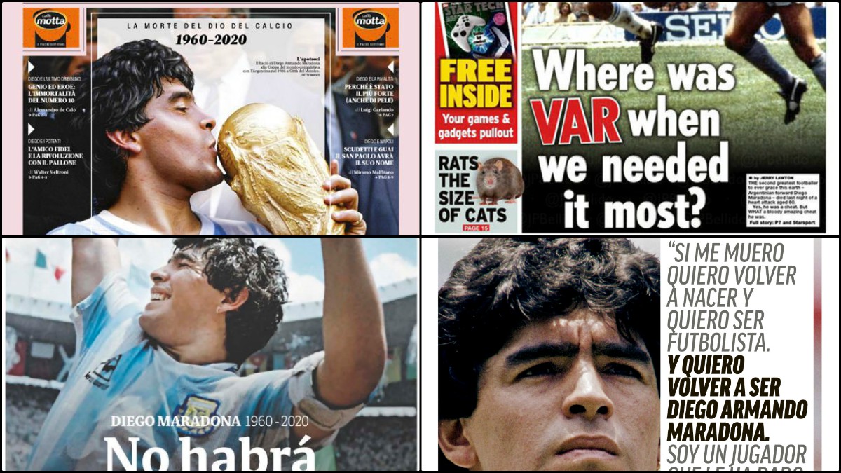 La prensa mundial recoge la muerte de Maradona.