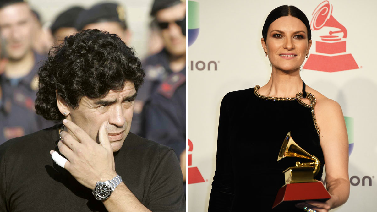 Un tuit de la cantante Laura Pausini sobre Maradona, muy controvertido en Italia (AFP)