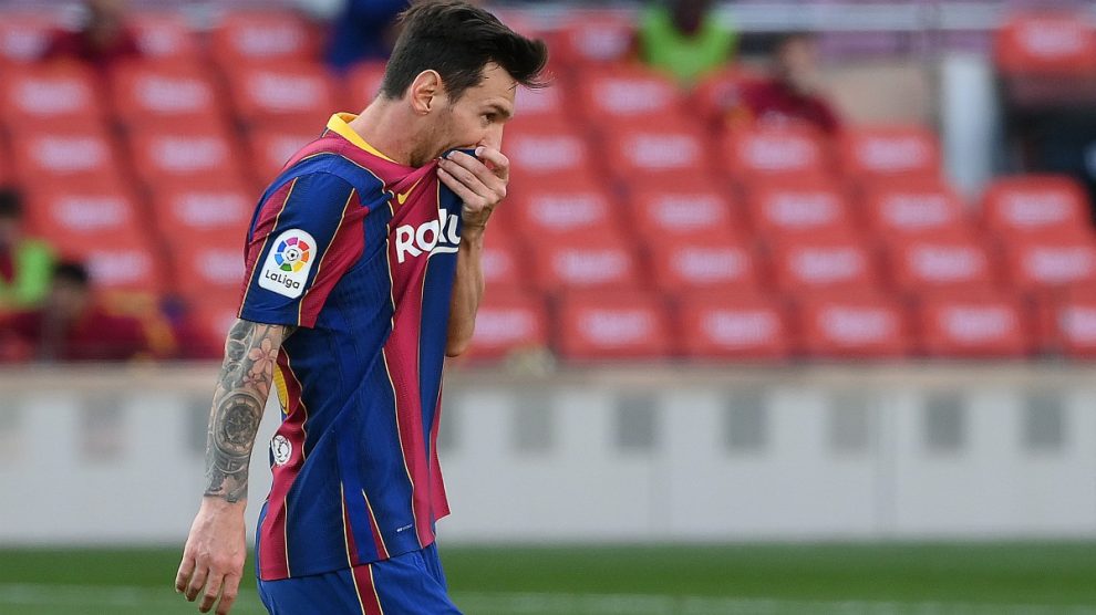 Messi, durante un partido del Barcelona. (AFP)
