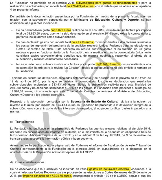 Las tres irregularidades contables de la Fundación de Podemos. 