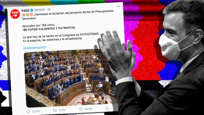 PRESUPUESTOS GENERALES  El PSOE aplaude a los «valientes y patriotas» diputados de Otegi y Junqueras por votar los Presupuestos Montaje-tweet-psoe-interior-655x368