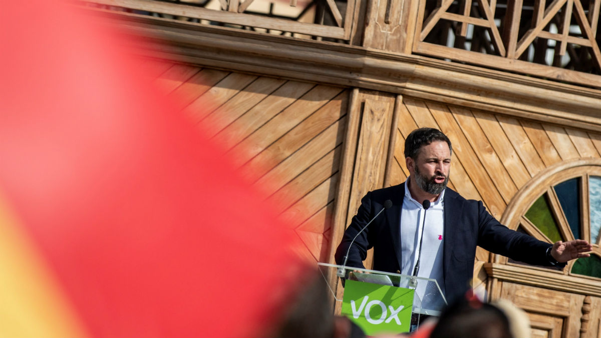 El presidente de Vox, Santiago Abascal, este sábado en Lanzarote. (Foto: Efe)