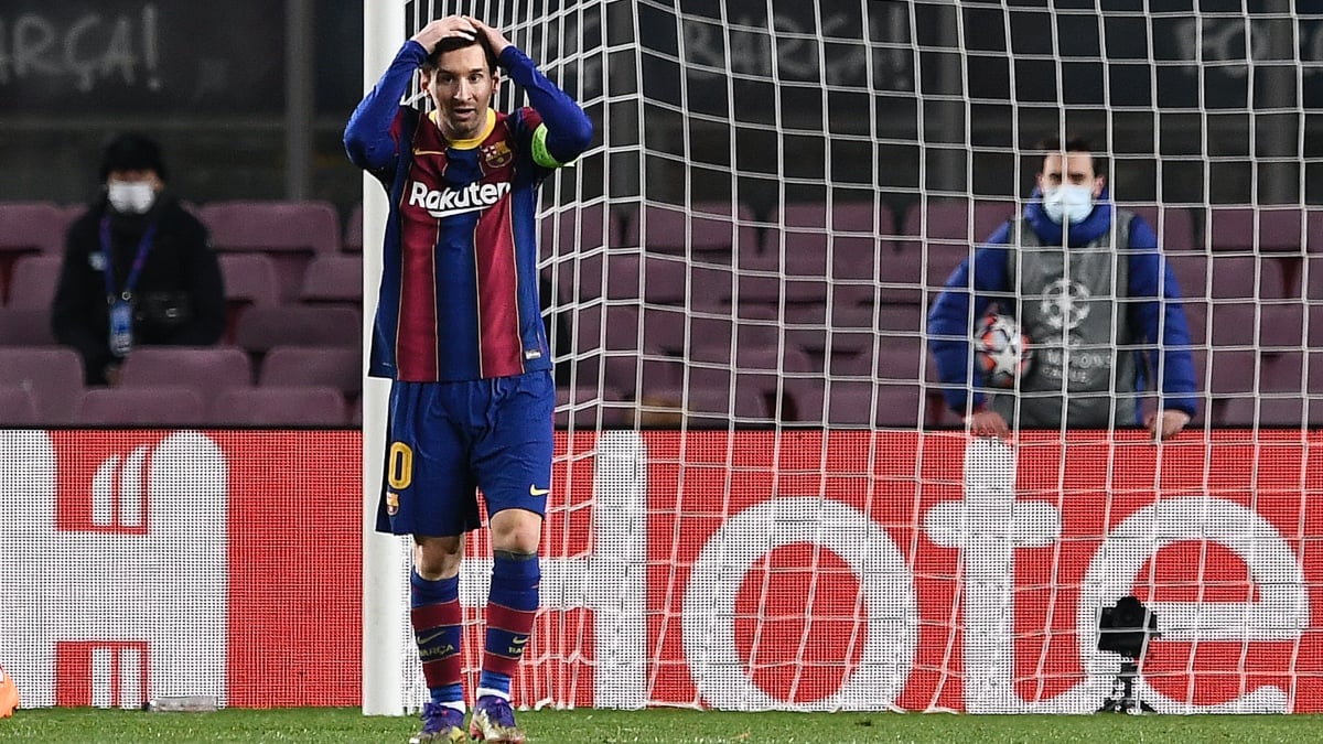 Leo Messi, tras fallar una acción ante la Juventus en Champions. (AFP)