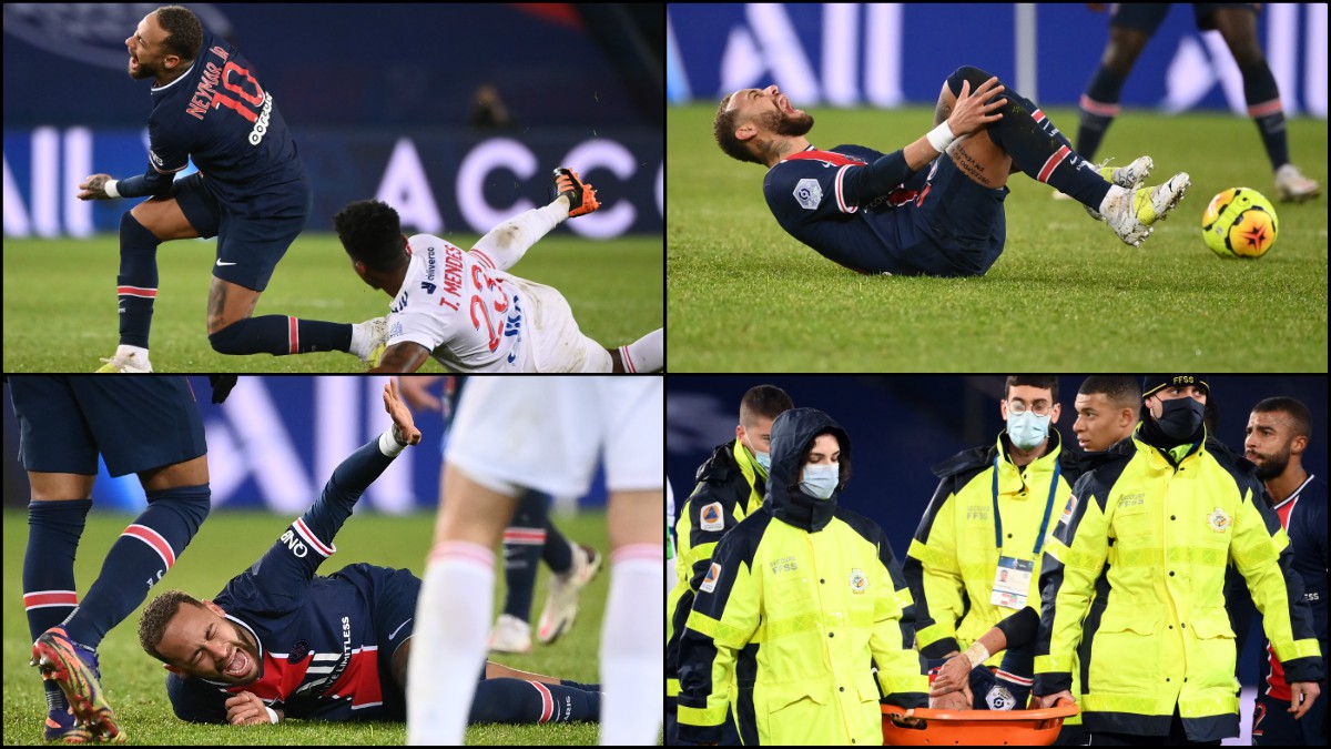 Neymar se marchó lesionado ante el Lyon. (Fotos: AFP)