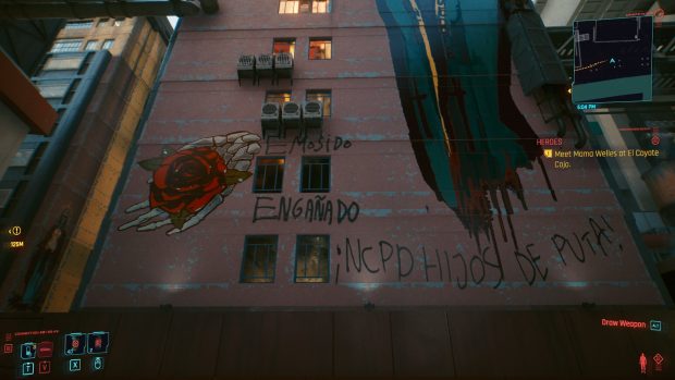 Cyberpunk 2077 incluye una pintada viral en redes sociales que se encontraba en una fachada de Sevilla