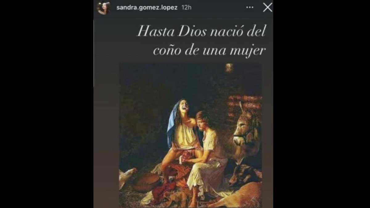 Post de Sandra Gómez sobre el nacimiento de Jesús.