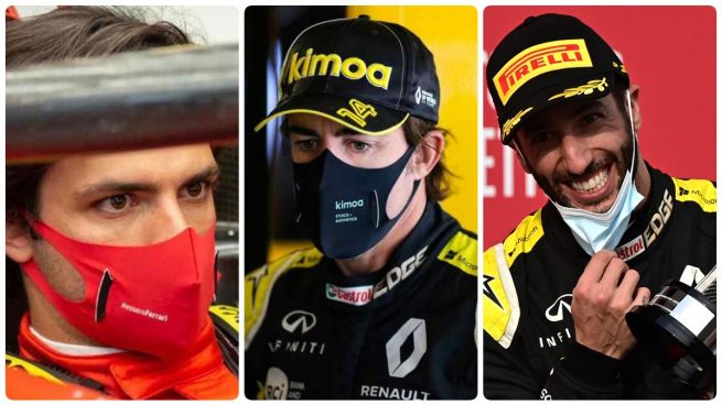 Carlos Sainz. Fernando Alonso y Ricciardo