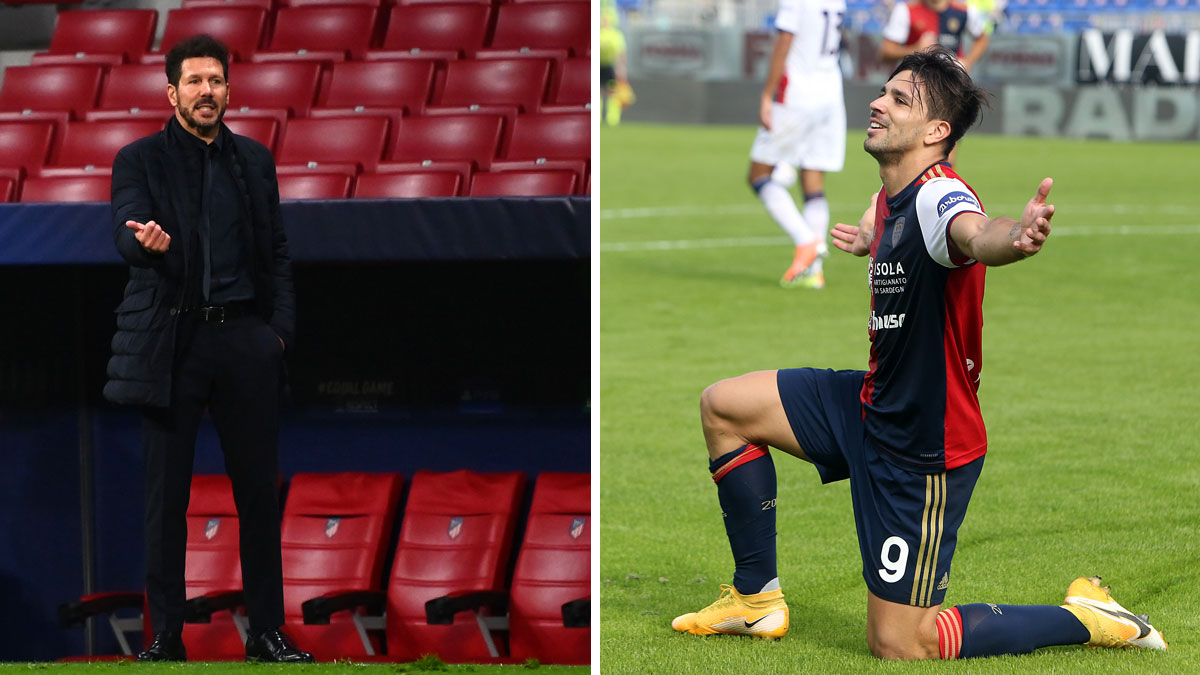 A la izquierda, Simeone, durante un encuentro en el Metropolitano; a la derecha, Giovanni, tras marcar un gol en la Serie A (AFP/Getty)