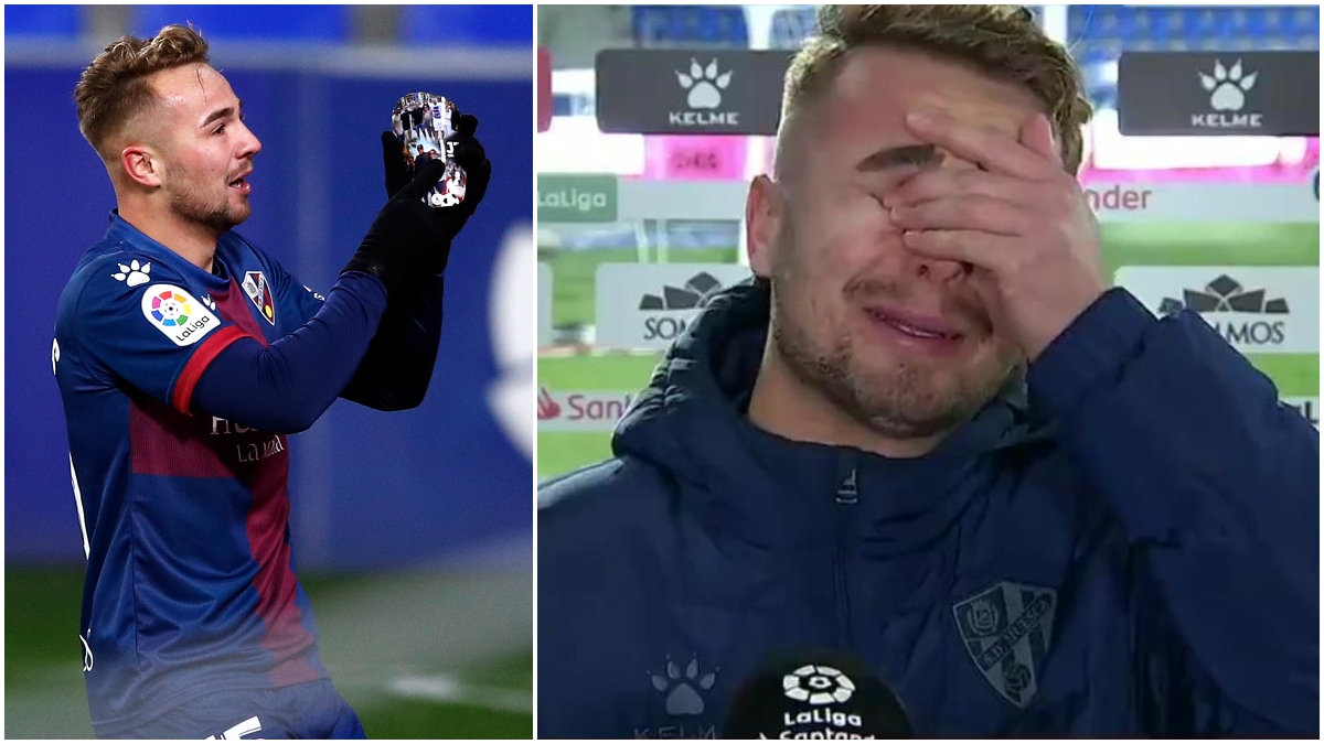 Ontiveros, emocionado tras dedicar el gol a su abuela.