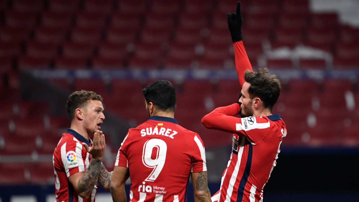 Saúl celebra su gol en el Atlético de Madrid-Sevilla. (AFP)