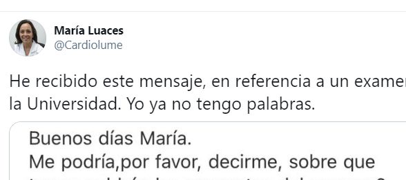 El tuit de la cardióloga María Luaces