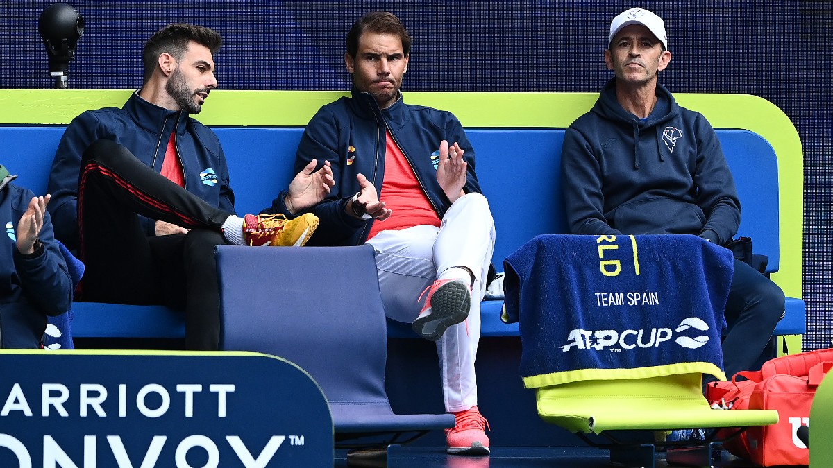 Nadal y Granollers durante el partido de Pablo Carreño en la ATP Cup ante Australia. (Getty)