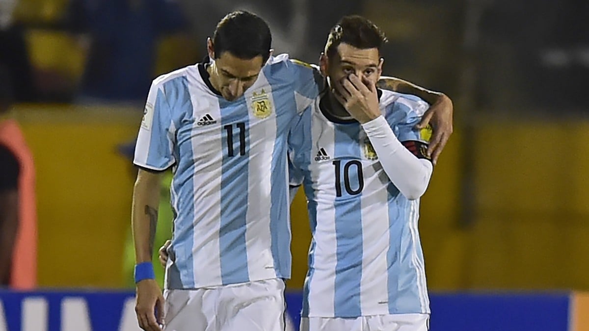 Di María y Messi, con la selección argentina. (AFP)
