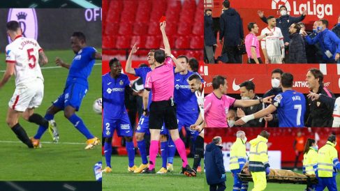 La entrada de Djené a Ocampos desató unos minutos de tensión en el Sevilla – Getafe.