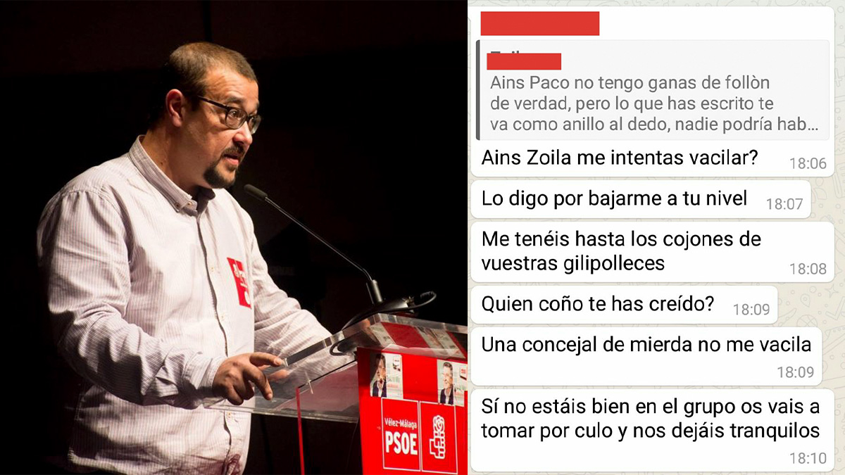 Francisco Medina (PSOE) y sus ataques a una compañera socialista de Vélez-Málaga.