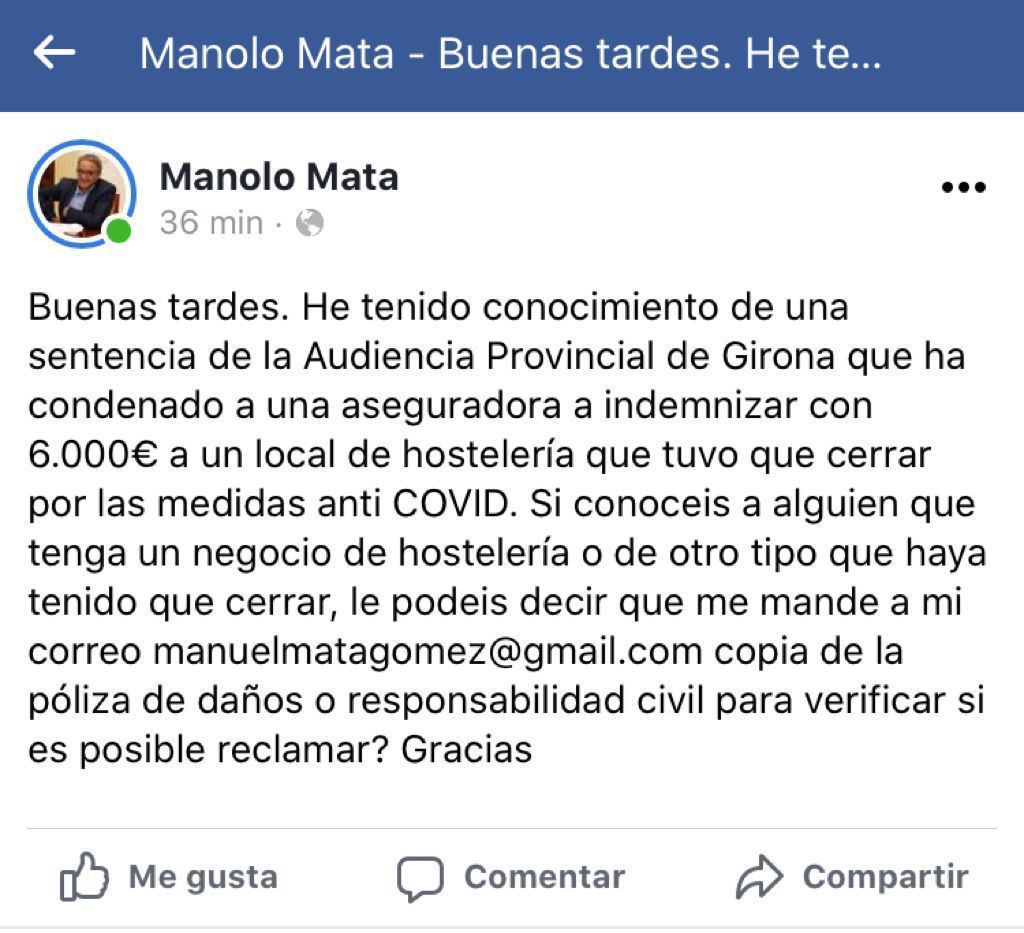 El nº 2 de Ximo Puig hace caja en su bufete con las reclamaciones de hosteleros por el cierre en Valencia