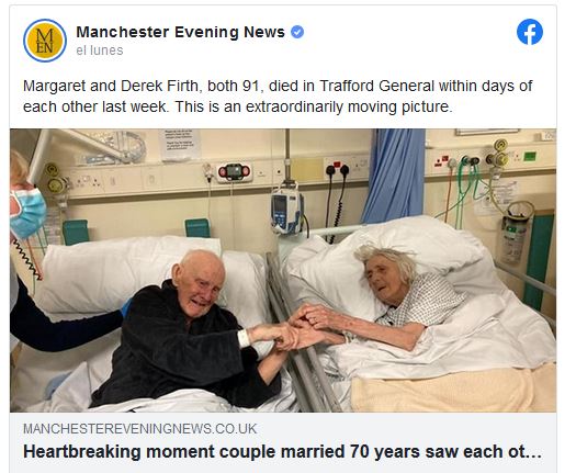 Tras 70 años juntos, una pareja de ancianos se despide en el hospital antes de morir de Covid