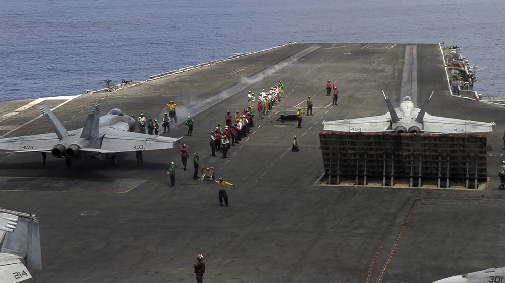 El Ronald Reagan es uno de los portaviones que EEUU tiene desplegados en el mar del sur de China.