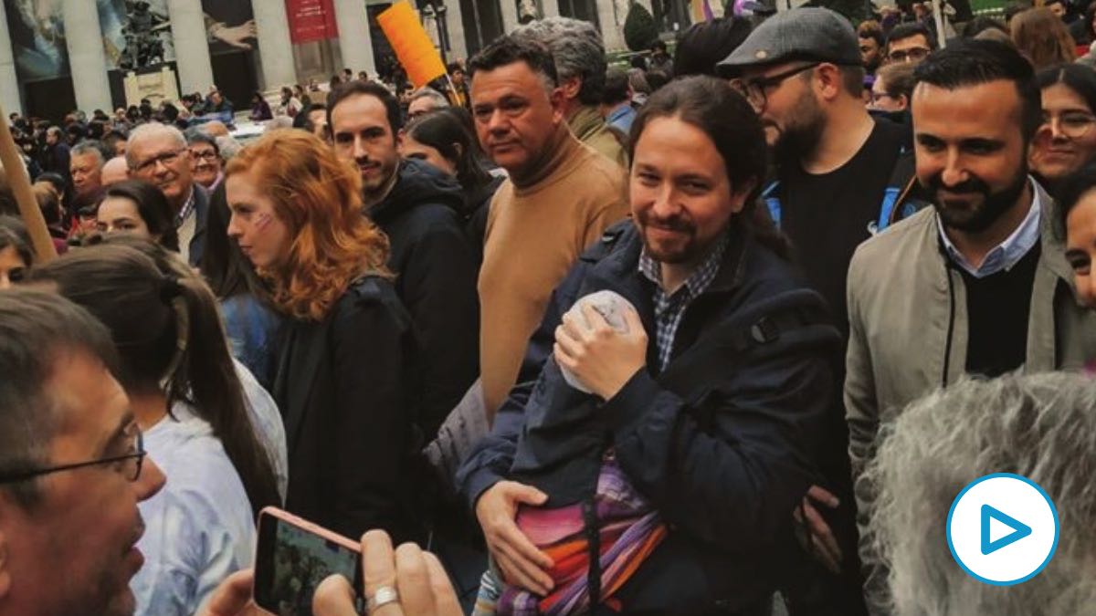 Pablo Iglesias en la manifestación del 8M de 2020. (Foto: Podemos)