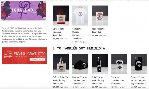 El PSOE regala preservativos «exclusivos» por cada producto que vende en su tienda