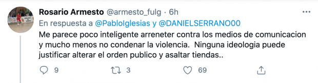 Iglesias no condena la violencia pro-Hasél y además comparte un artículo que dice que se «exagera»