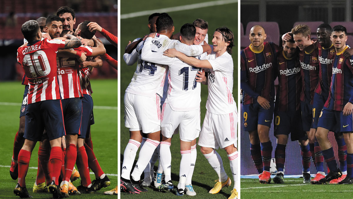 Atlético, Real Madrid y Barcelona, en una jornada crucial en el pulso por la Liga (Getty)