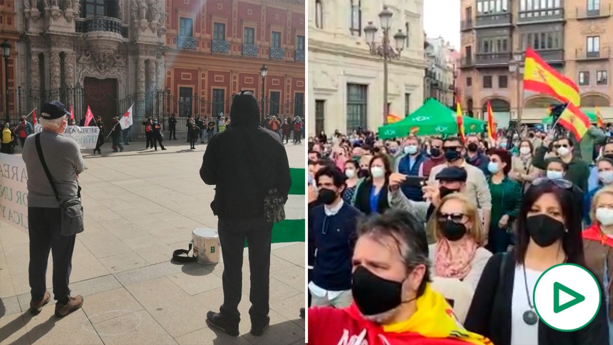 Vox ‘se merienda’ a Podemos en el Día de Andalucía: la manifestación podemita se queda desierta.