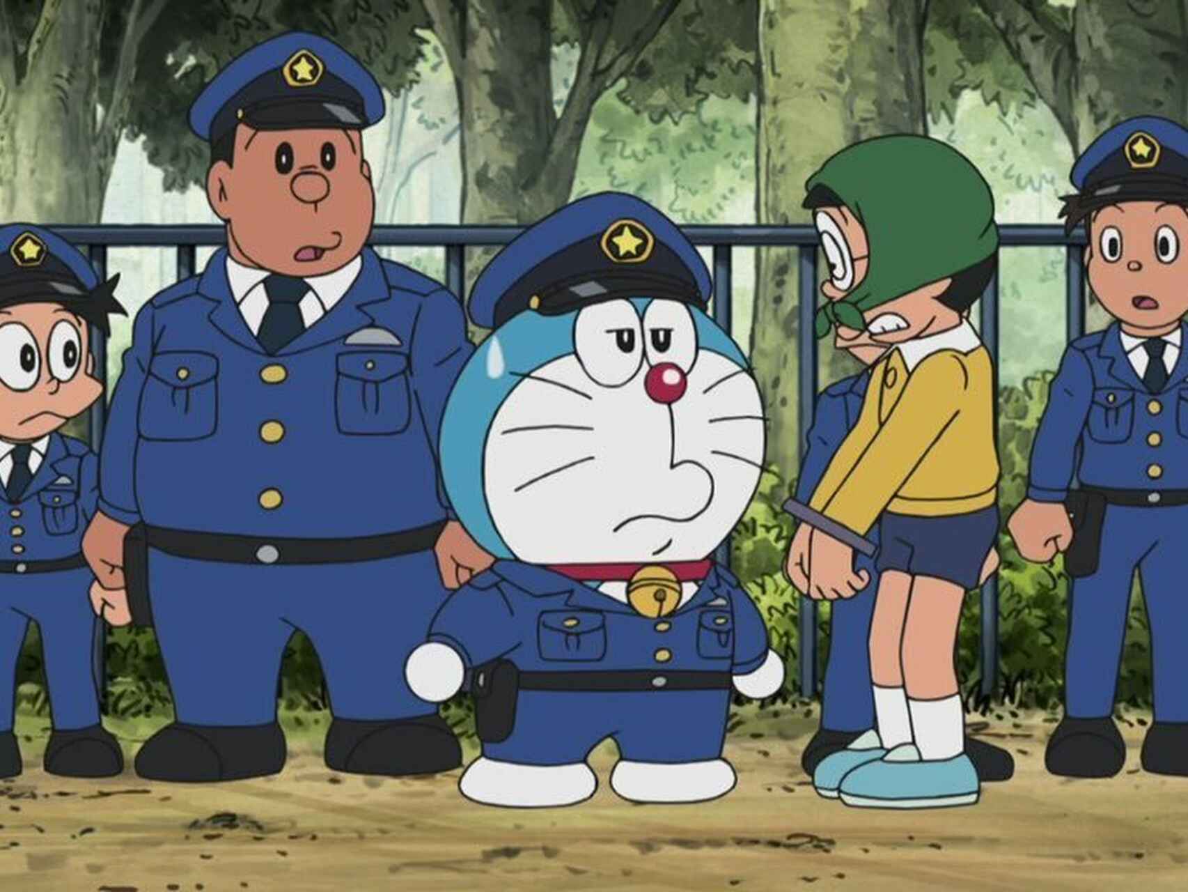 Una escena de la serie Doraemon en la que detienen a Nobita, en alusión a Bartomeu.