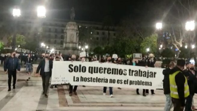 Manifestación de los hosteleros en Sevilla.