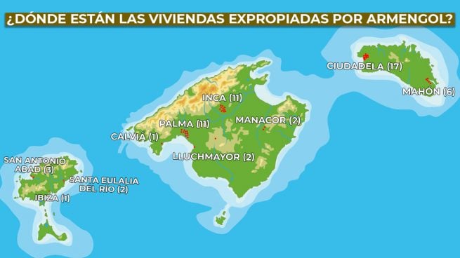 Estas son las direcciones de los 56 pisos de hasta 139 m² expropiados por Armengol en Baleares