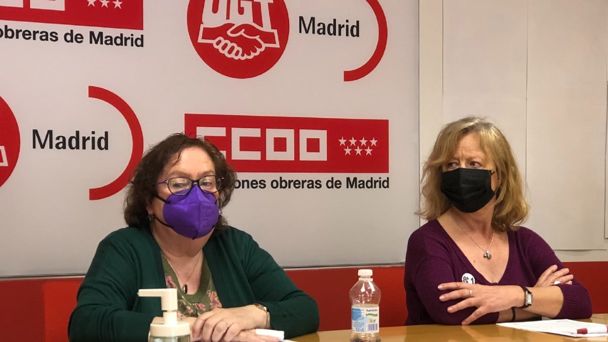 Representantes de UGT y CCOO este viernes en Madrid. (Foto: @UGTMadrid)