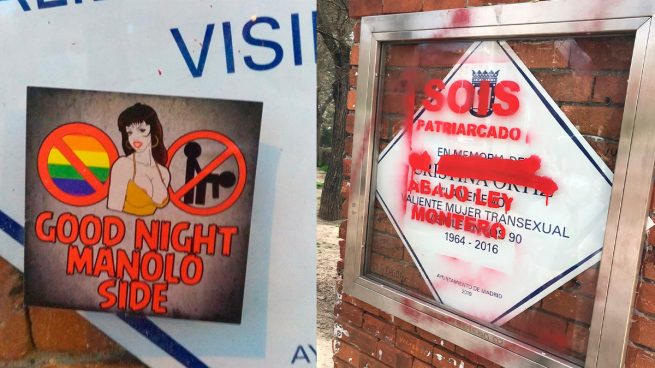Atacan la placa de ‘La Veneno’ con pegatinas y pintadas contra el colectivo trans: «Abajo ley Montero»