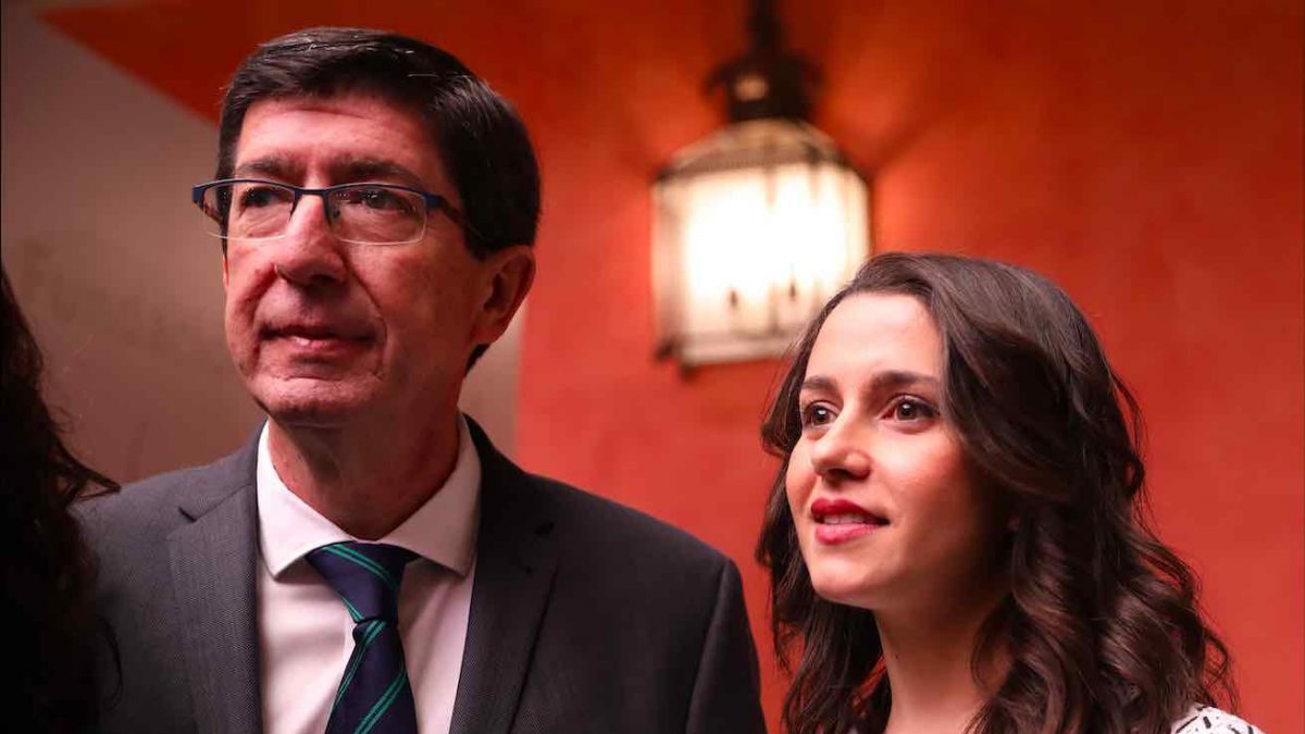 El vicepresidente de la Junta de Andalucía, Juan Marín y la portavoz nacional de Cs, Inés Arrimadas (Foto: Europa Press).