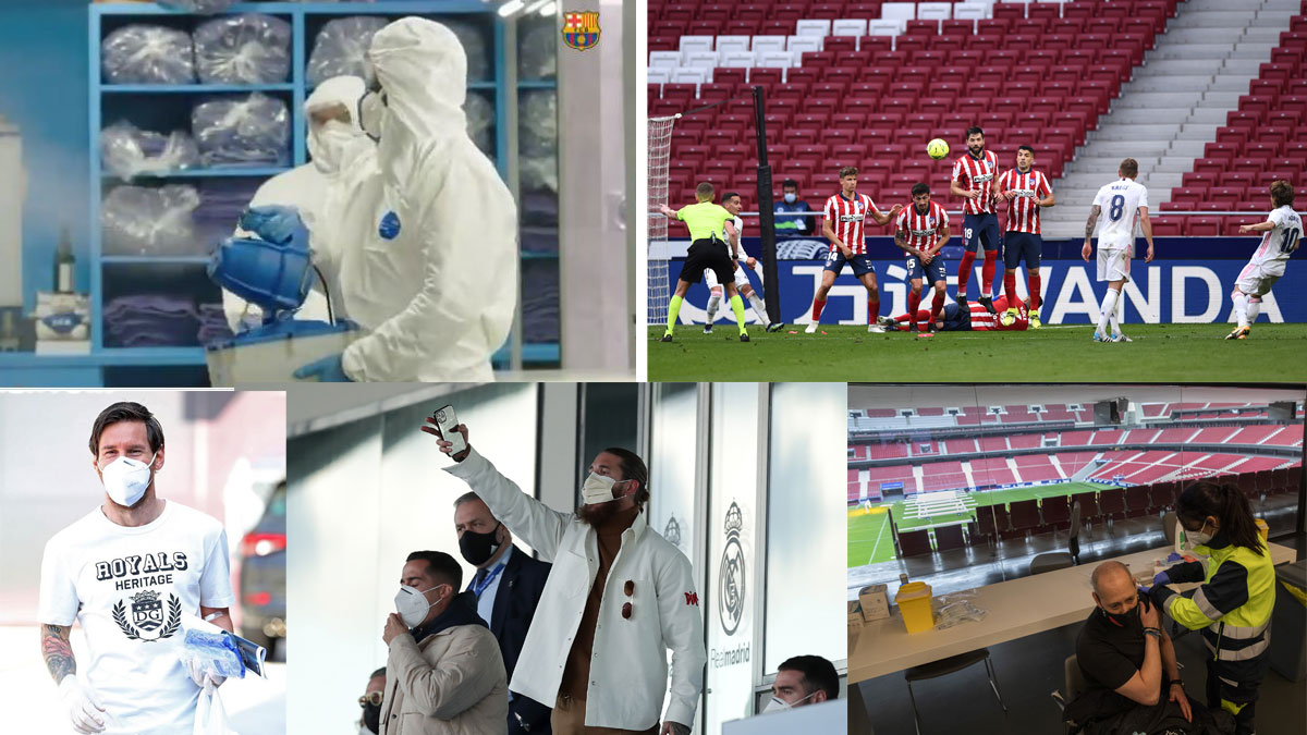 Desinfección de vestuarios, mascarilla, gradas vacías… así ha cambiado el deporte en este año (AFP/ Barcelona FC)