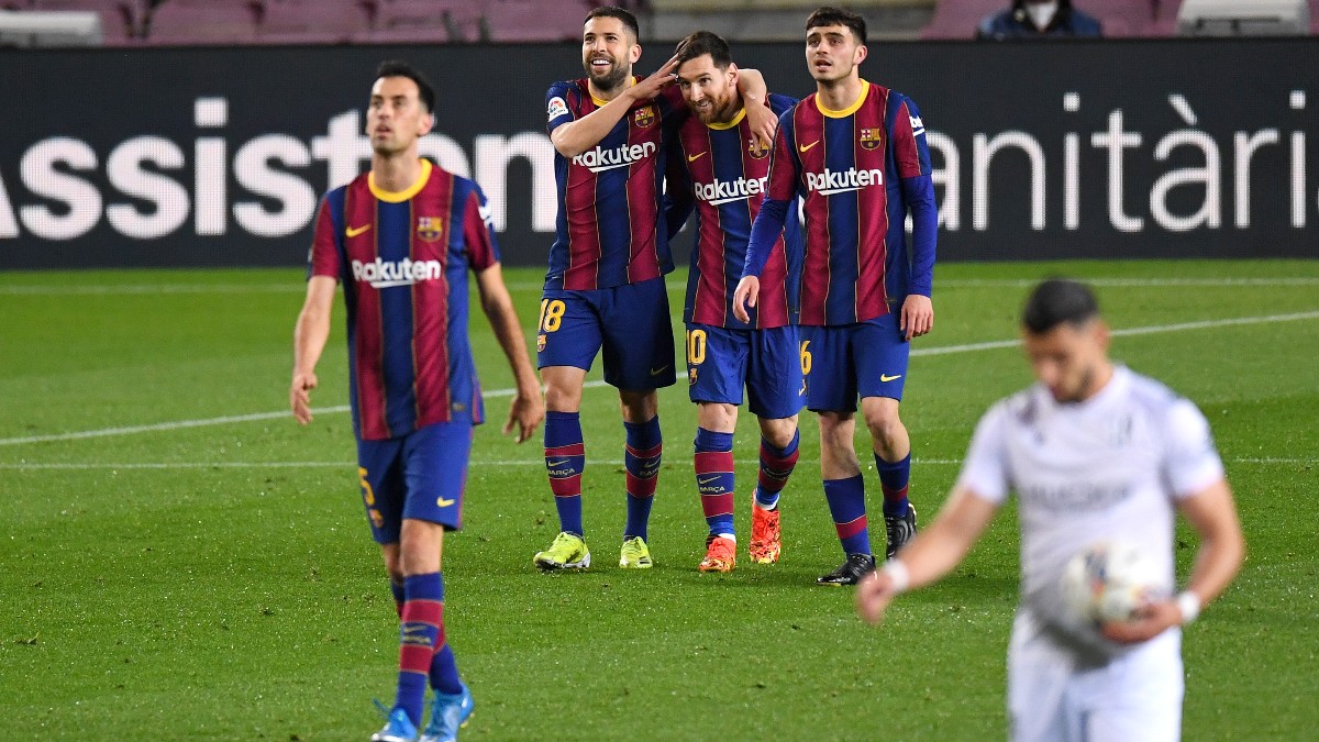 Los jugadores del Barcelona celebran un gol. (Getty)