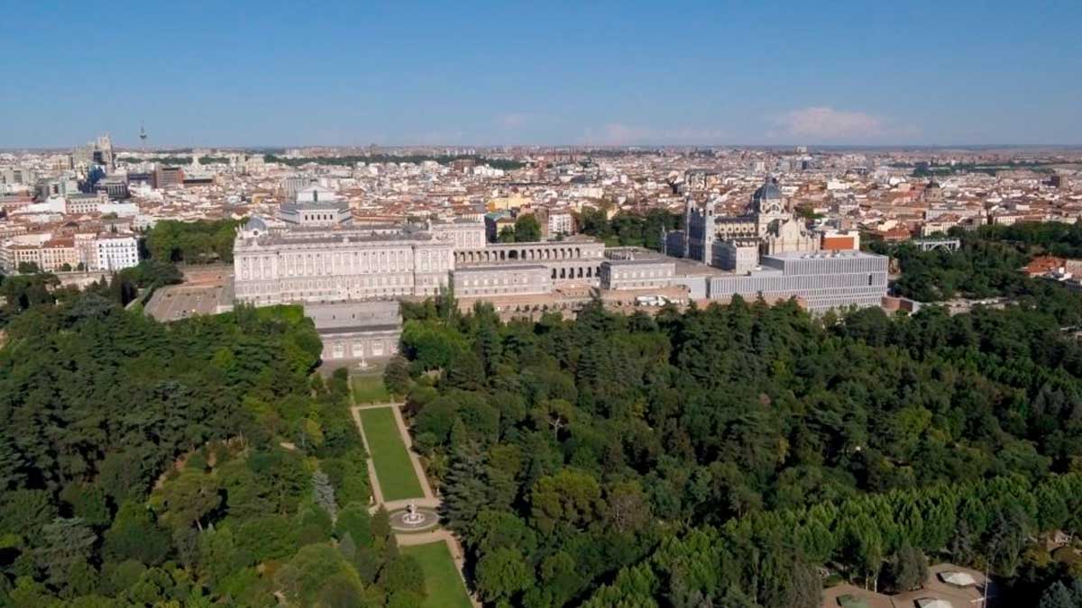 Vista aérea de los Jardines del Campo del Moro.