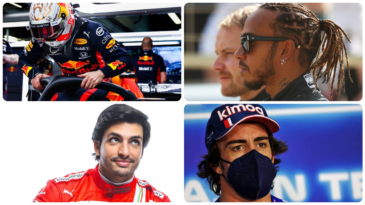 Max Verstappen, Lewis Hamilton, Carlos Sainz y Fernando Alonso