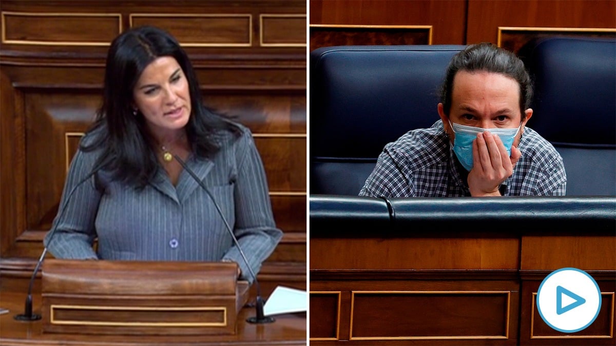 La diputada de Vox María Ruiz dirigiéndose a Pablo Iglesias en el último debate del vicepresidente en el Congreso.