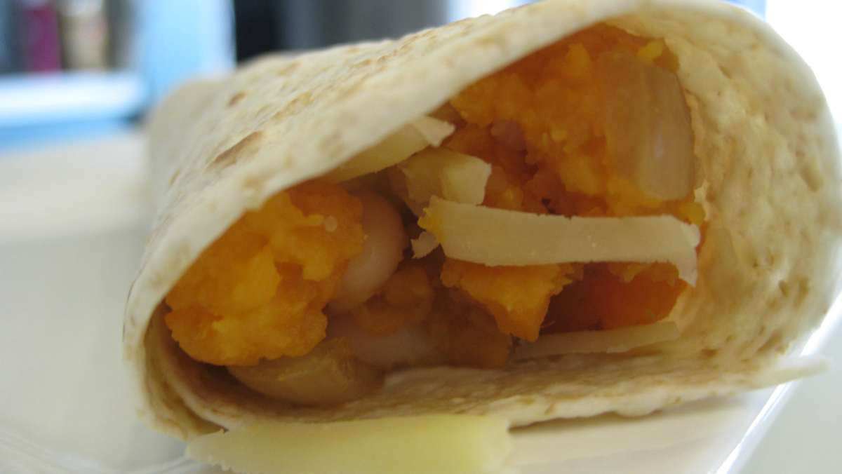 Burrito de presa ibérica y mango, receta fusión