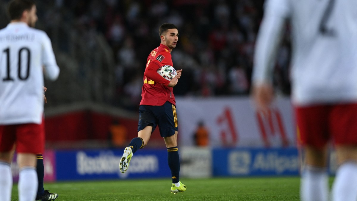 Ferran Torres, tras anotar el empate. (AFP)