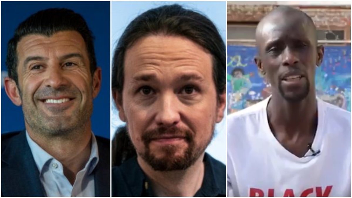 Luis Figo, Pablo Iglesias y  Serigne Mbayé.