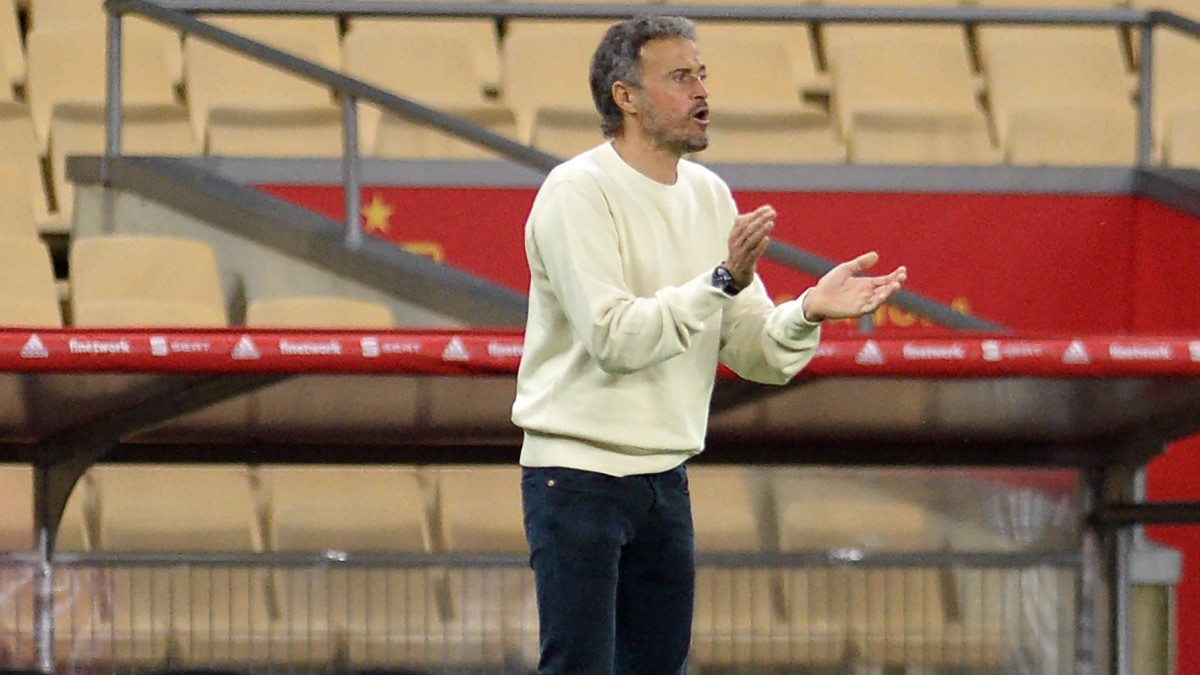 Luis Enrique, durante un partido de España. (AFP)