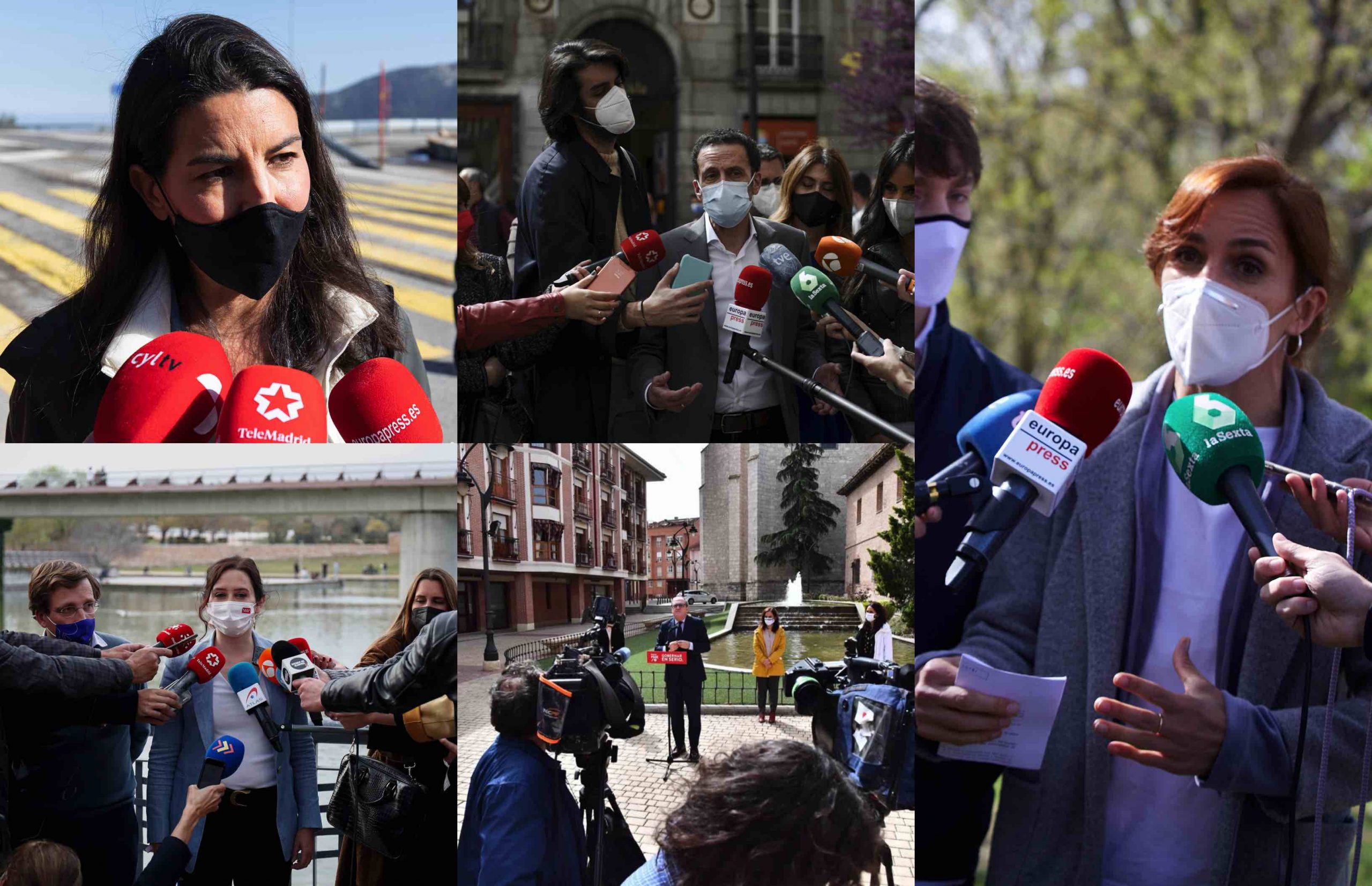 El resto de candidatos atendiendo a la prensa en la precampaña electoral.