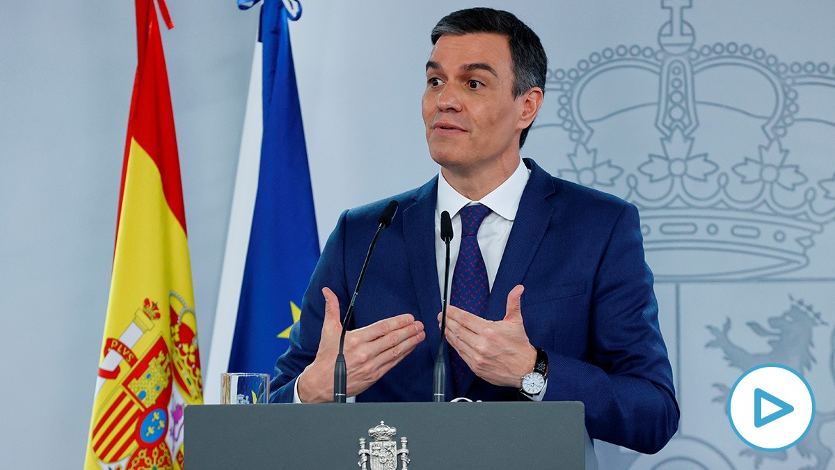 Pedro Sánchez este martes en rueda de prensa en el Palacio de la Moncloa.