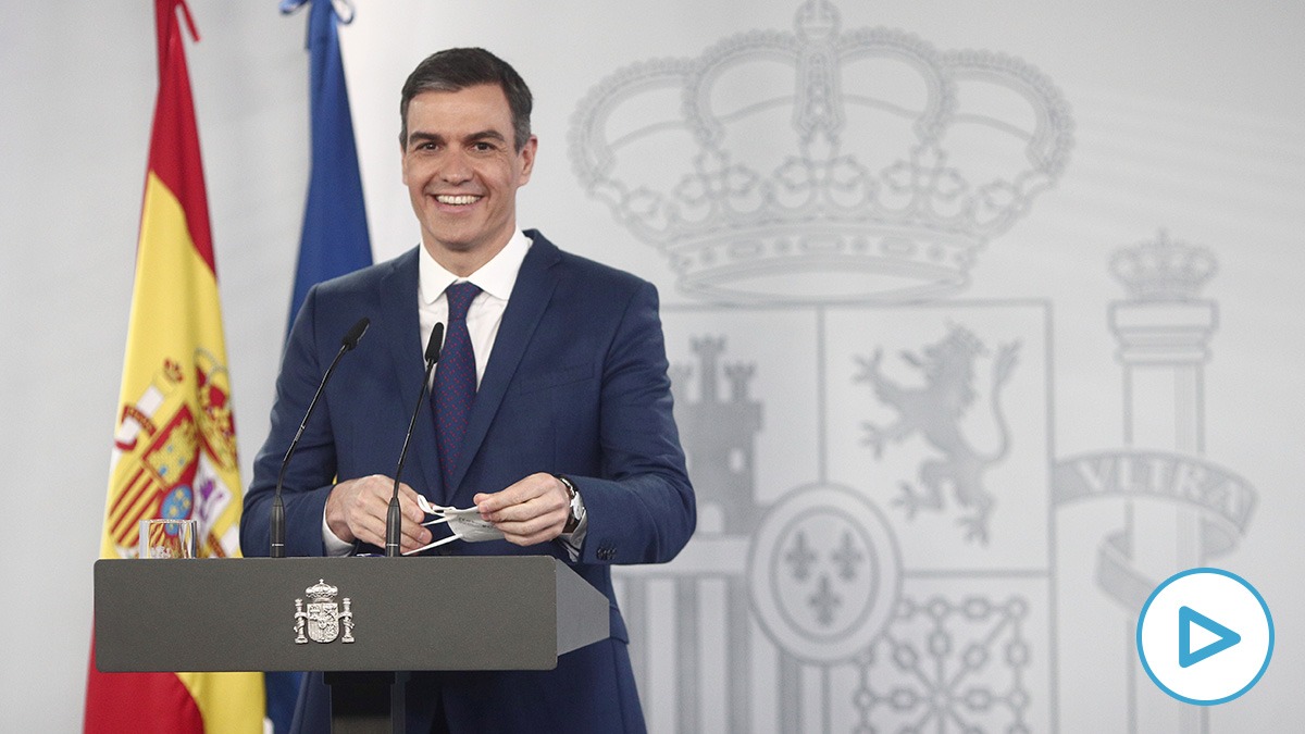 Pedro Sánchez este martes en rueda de prensa en el Palacio de La Moncloa.