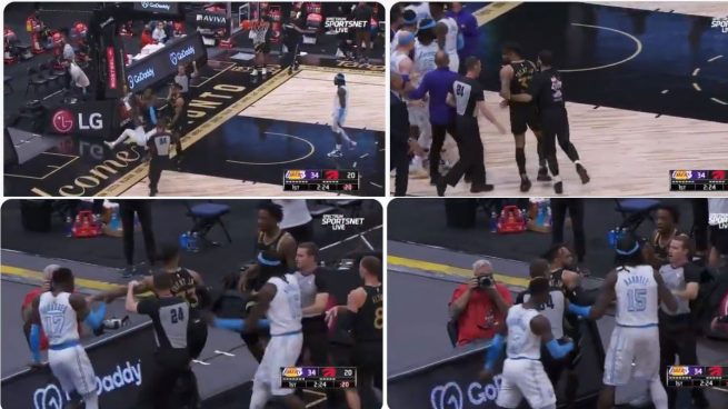 Así fue la salvaje pelea en el Raptors-Lakers: empujones, llaves de lucha, expulsados…